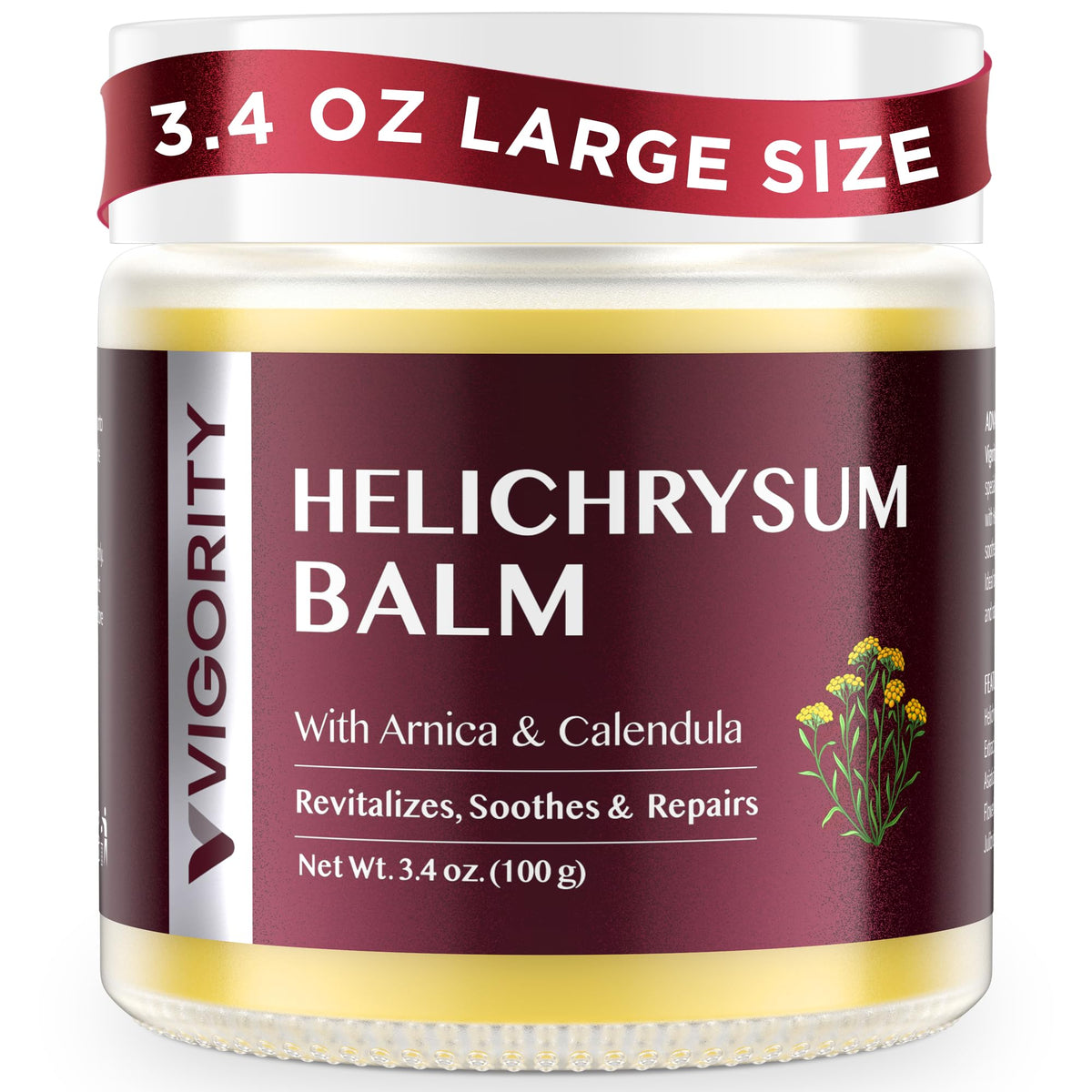 Vigority Helichrysum Balm Soothes & Repairs: Restorative Arnica Cream with Calendula for Fragile, Thin Skin & Bruise-Prone – Moisturizes, Revitalizes & Strengthens Skin Barrier for Adult Seniors 3.4oz