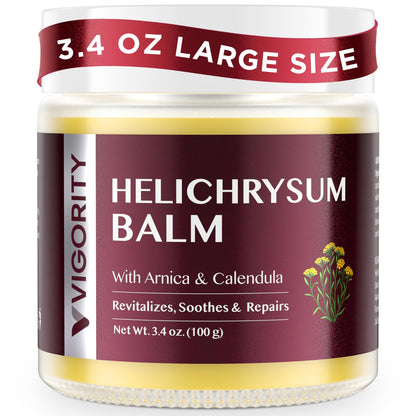 Vigority Helichrysum Balm Soothes & Repairs: Restorative Arnica Cream with Calendula for Fragile, Thin Skin & Bruise-Prone – Moisturizes, Revitalizes & Strengthens Skin Barrier for Adult Seniors 3.4oz