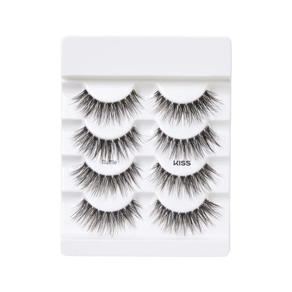 KISS Lash Couture Naked Drama Collection False Eyelashes Multipack 01 with Cushion Flexi Band, Style 'Ruffle', Full & Fluffy Volume, 4 Pairs Fake Eyelashes