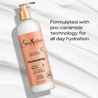 Shea Moisture Illuminating Body Lotion Coconut & Hibiscus 16oz