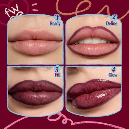 fwee Long Lasting Dual Coloring Stick Lip Liner, Pretty Savage | All-in-one dual stick, Retractable Lip Liner Lipstick Combo, Satin Finish | Smooth glide, Smudge-proof | 1.2g (06 Pretty Savage)