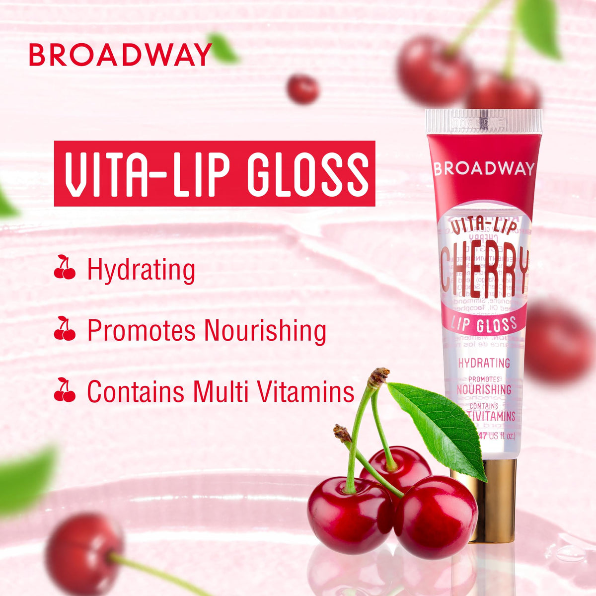 Ruby Kisses Broadway Vita-Lip Clear Lip Gloss (7 Pack) Ultra-Hydrating & Soothing Formula with Vitamins, High-Shine Non-Sticky Finish Lip Balm with Honey, Argan Oil, Shea, Mango Butter, Cherry, Peach