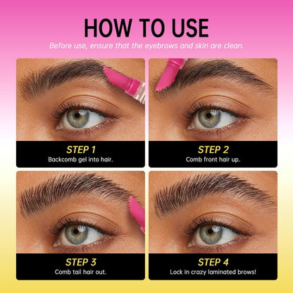 2 Pcs Clear Eyebrow Glue, Powerful Instant Shaping Transparent Eyebrow Gel, Long-Lasting Maintenance and Lifting for 24 Hours, Built-in Styling Comb, All Day Long-Lasting Makeup