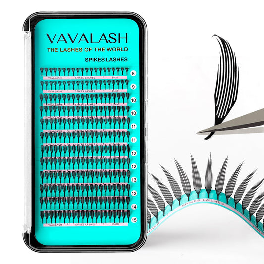 VAVALASH Premade Anime Chunk Lash Extensions,Comic Spire Lashes 0.07 C/D Curl, Matte Black Manga Lash Look Eyelash Extensions,Professional Salon Use Premade Spire Lashes(0.07-D-8-15mm)