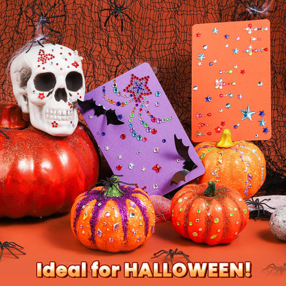 FANDAMEI Face Gem Stickers, 15 Sheets Self Adhesive Face Gems, Bedazzling Rhinestone Stickers for Face Body Hair Nail Art, Multi-Style Sticker Gems Jewel Stickers for Kids Women Halloween Make Up