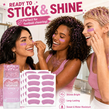 Paminify Pink Eye Black Stickers and Hair Glitter Stick Kit,Water-Proof 50pcs Eye Sticker Bulk for Baseball Softball Sports Party,Pink Spirit Day Accessories Holographic Cheer Face Body Glitter