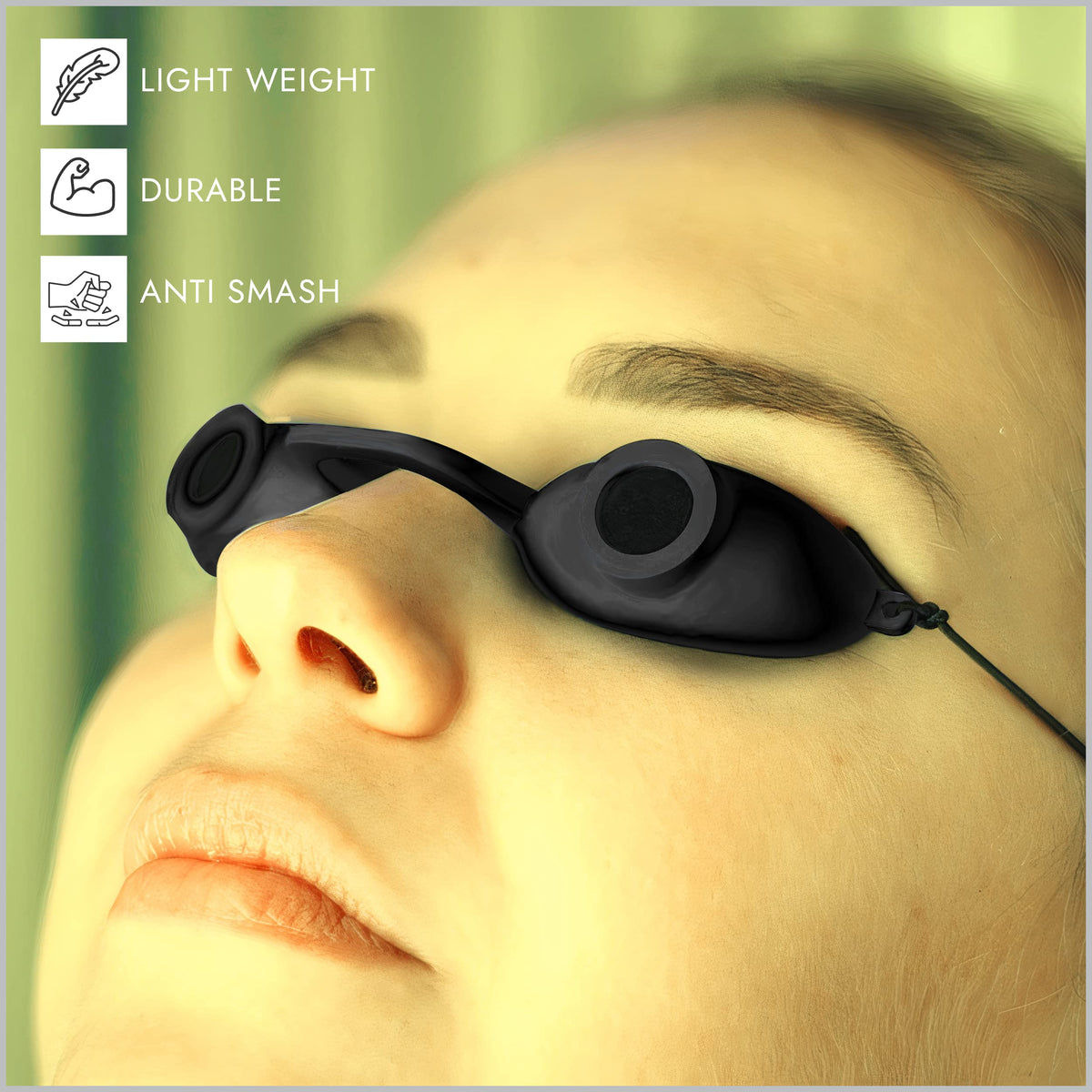 Super Sunnies FDA Compliant Flex UV Red Light Tanning Bed Goggles - Black