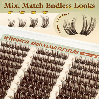 Dark Brown Lash Clusters Wispy Eyelash Clusters Natural Fluffy Lash Cluster