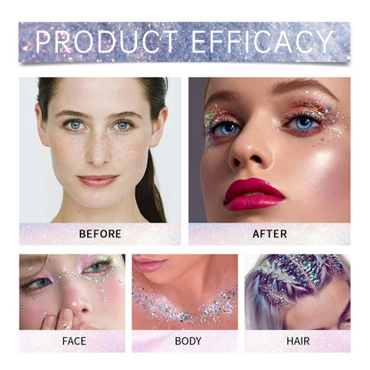 Gold Face and Body Glitter Stick, Holographic Sparkling Neon Outfit Singer Concert Music Rave Festival Color Party Accessories Glitter Makeup.