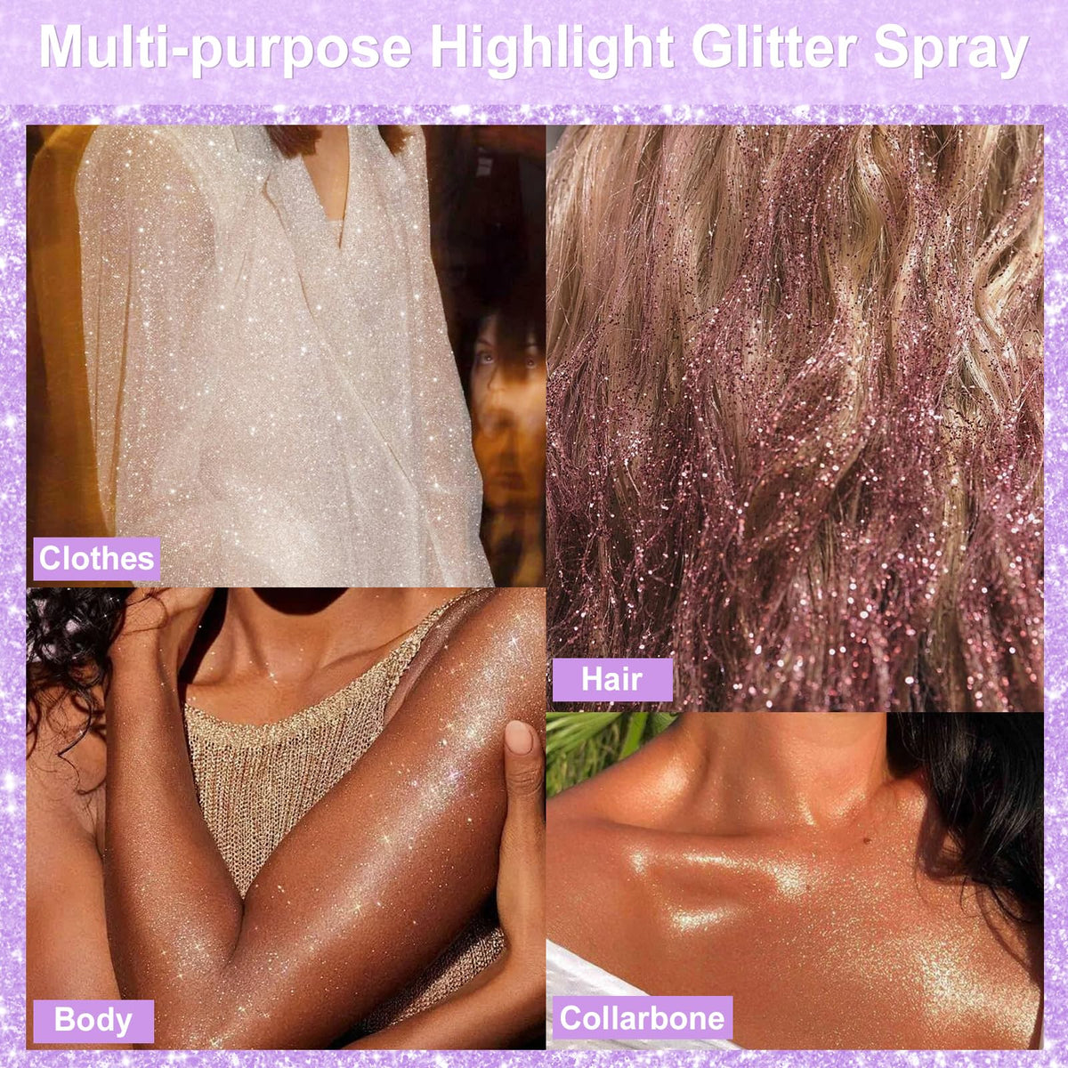 YOSCA Body Glitter Spray, 150ML Holographic Glitter Hairspray
