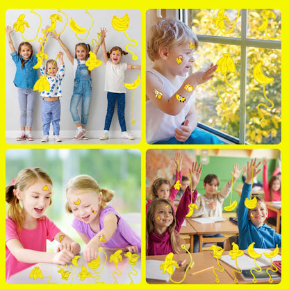48PCS Banana Party Favors - 24 Temporary Tattoos & 24 Stick Hands