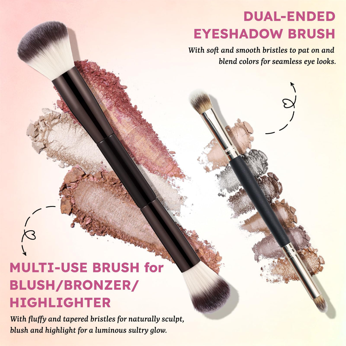 UCANBE Baked Makeup Palette Set - Include Blush, Highlighter, Bronzer, 8 Eyeshadows & Brushes, Pigmented All-in-One Face & Eye Powder Pallet Full Size Holiday Beauty Gift Kit, Travel Friendly