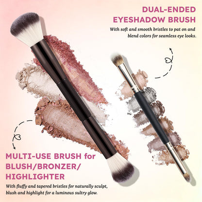 UCANBE Baked Makeup Palette Set - Include Blush, Highlighter, Bronzer, 8 Eyeshadows & Brushes, Pigmented All-in-One Face & Eye Powder Pallet Full Size Holiday Beauty Gift Kit, Travel Friendly