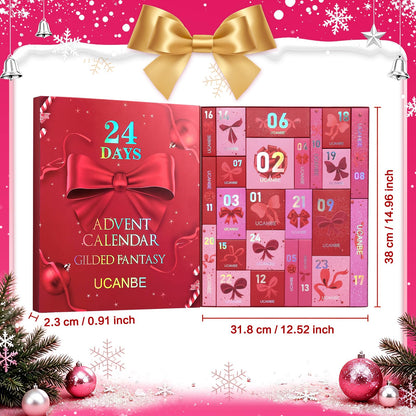 UCANBE 2026 Makeup Advent Calendar, 24-Day Christmas Makeup Gift Set for Women & Teen Girls, 2026 Xmas Beauty & Cosmetic Essentials Countdown Calendar Holiday Surprise Make Up Gift Kits Full Kit (Red)