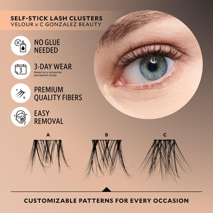 Velour x CGonzalez Beauty Self Adhesive Lash Clusters, 18 Count