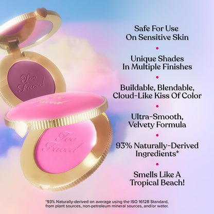 Too Faced Cloud Crush Blurring Blush | Velvety Powder Blush for Cheeks with High-Pigment Formula | 93% Naturally Derived Ingredients, Vegan & Cruelty-Free, Candy Clouds, 0.17 Ounce