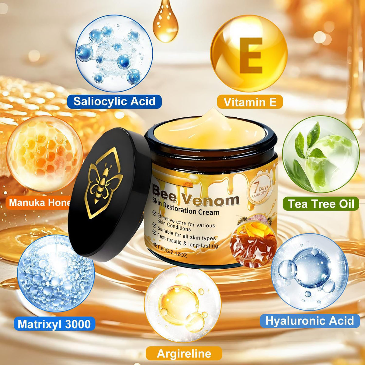 nvyue Bee Venom Skin Restoration Cream, 2.12OZ, 2Pcs