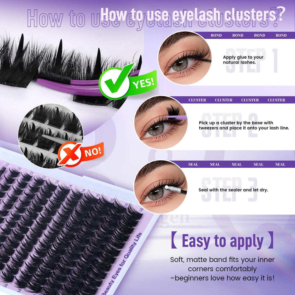 B&Q Manga Lash Clusters with Spikes Salon Volume Wet-Look Individual Lashes