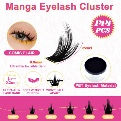 WiWiLINK California Sunset Lash Clusters, 8-18mm Manga Cluster Lashes Only