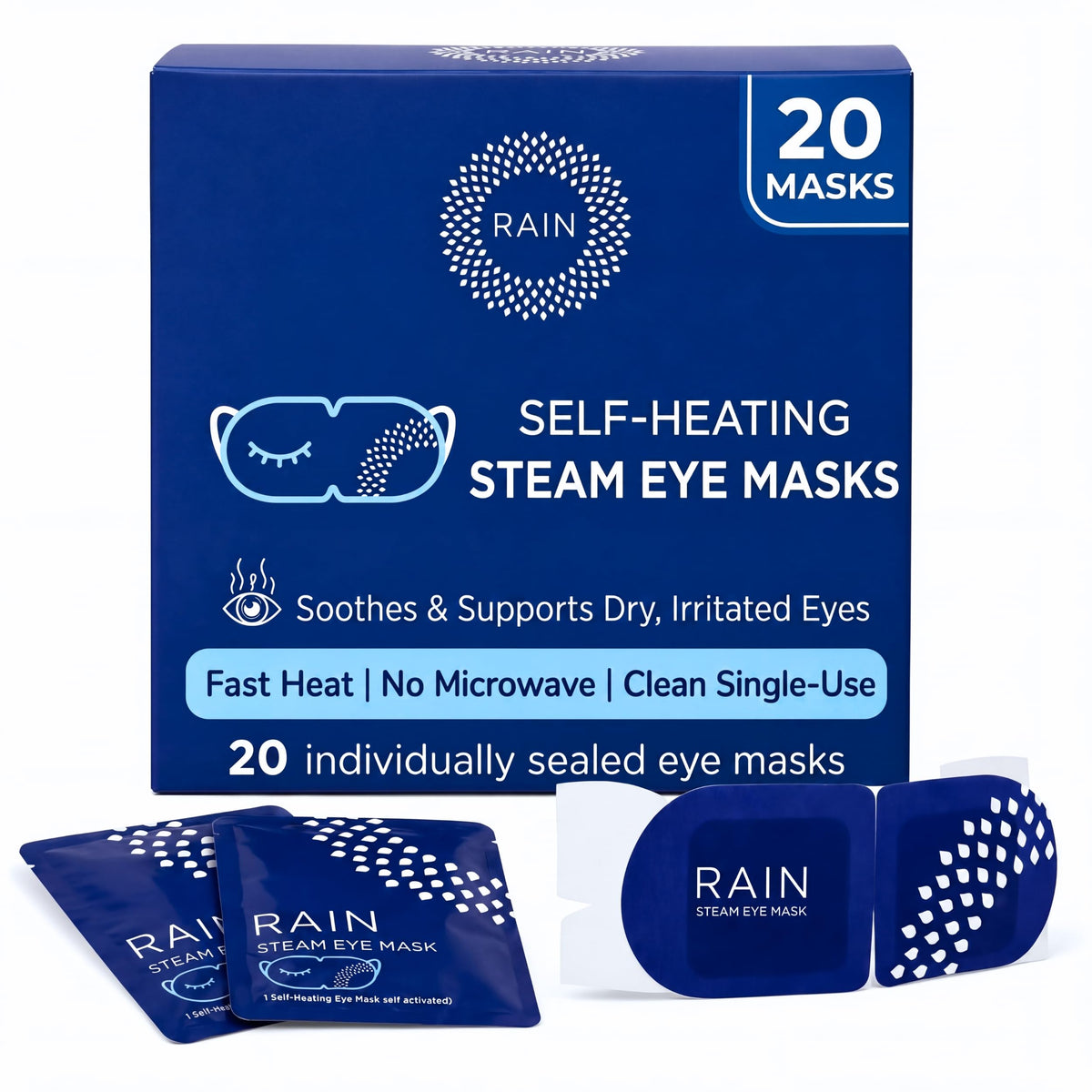 Rain Self Heating Eye Compress, Heated Eye Masks for Dry Eyes 20 Masks