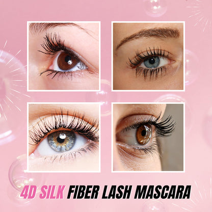 Silk Fiber Mascara 4D, Lengthening and Thickening, Volumizing, Long Lasting, Smudge-Proof, All Day Full, Long, Thick, Smudge-Proof Eyelashes