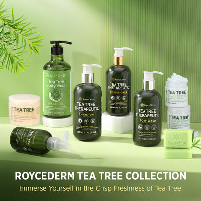 Roycederm Tea Tree Body Wash & Soap, Purifying and Refreshing Body Cleanser with Tea Tree Oil & Wormwood, Moisturizing Body Wash Helps Soothe Skin, Suitable for Men and Women, 16.9 Fl Oz