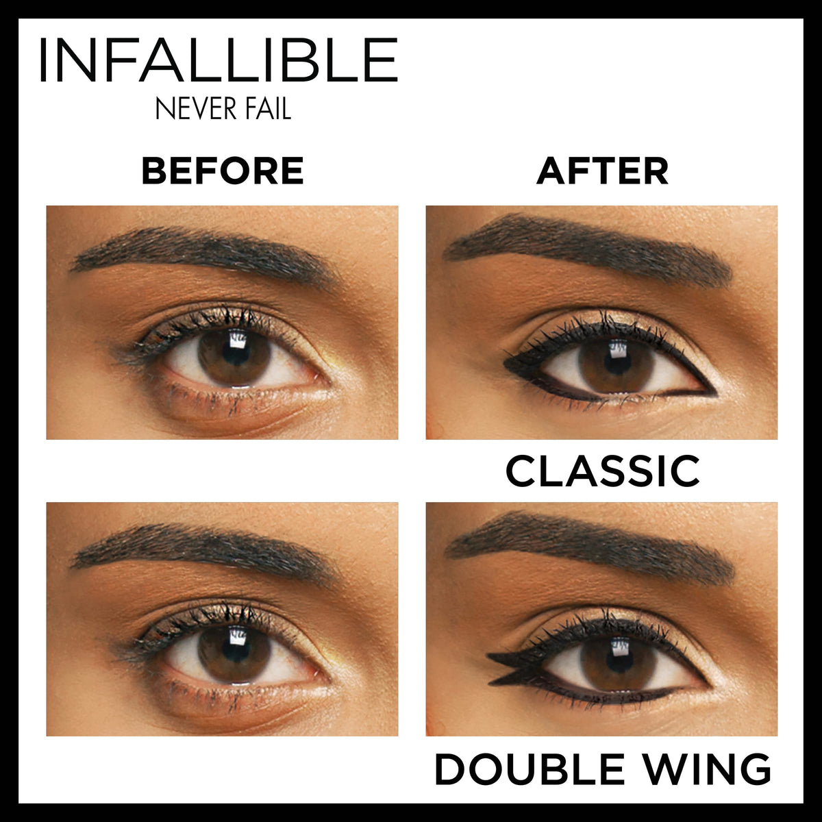 L'Oreal Paris Makeup Infallible Never Fail Original Mechanical Pencil Eyeliner with Built in Sharpener, Black Brown, 0.008 oz., 2 Count