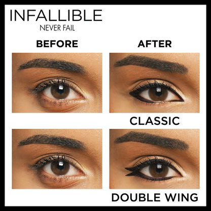 L'Oreal Paris Makeup Infallible Never Fail Original Mechanical Pencil Eyeliner with Built in Sharpener, Black Brown, 0.008 oz., 2 Count