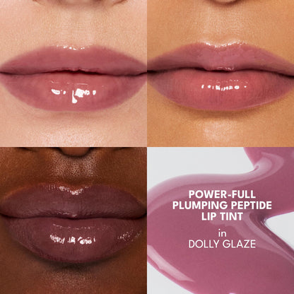 BUXOM Power-Full Plumping Peptide Tint - Hydrating + Moisturizing Tinted Lip Balm & Overnight Lip Mask with 36HR Hydration - Sheer Balm for Dry Lips, and Fuller-Looking Pout - Dolly Glaze (1 oz)
