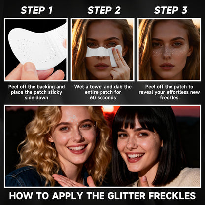 30PCS Glitter Freckles Face Tattoos & Face Gems Set, Classic Silver Style