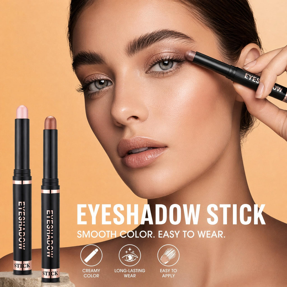 12 Colors Shimmer Eyeshadow Stick Set, Cream Eye Shadow Pen for Beginners