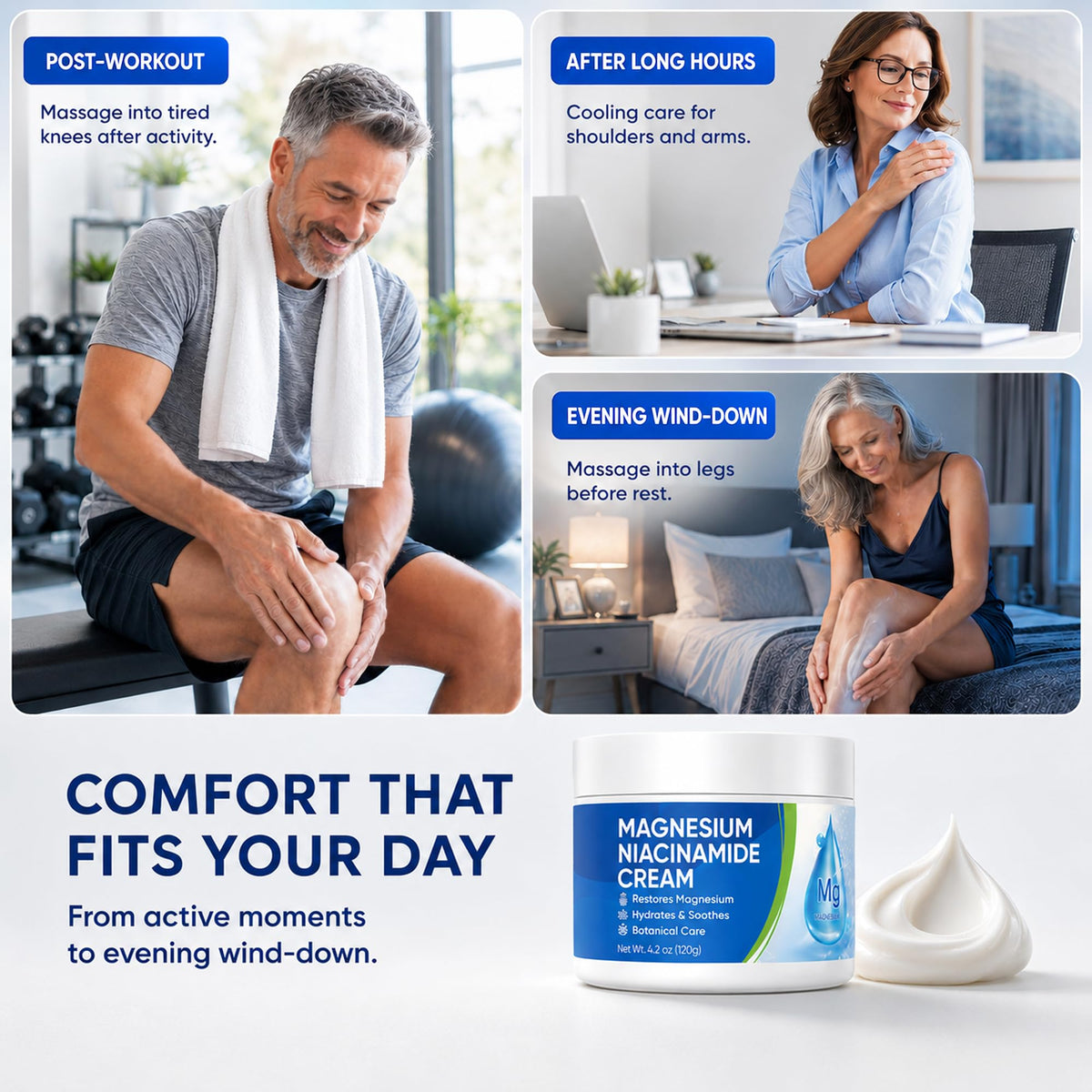 Magnesium Niacinamide Freeze Relief Cream: Fast-Acting Freeze Cream for Knees, Muscles, Joints, Neck, Back, Hips, Legs & Feet – Fast-Absorbing Cooling Formula Magnesium Chloride Cream, Non-Greasy