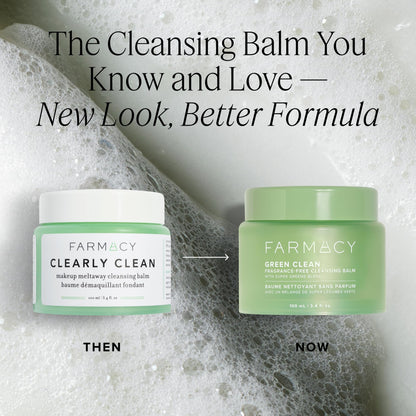 Farmacy Sensitive Skin Makeup Remover Cleansing Balm - Green Clean Waterproof Makeup Remover Balm + Oil Cleanser for Face - Melts Make Up + SPF - Hydrates + Softens Skin - Fragrance-Free (200ml)