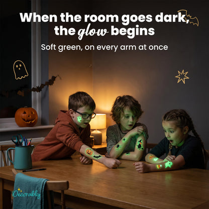 Decorably 304 Halloween Temporary Tattoos for Kids Glow in the Dark Tattoos