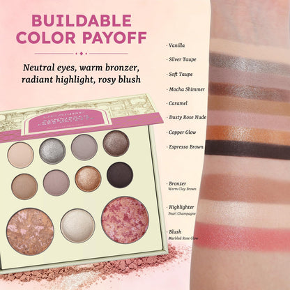 UCANBE Baked Makeup Palette Set - Include Blush, Highlighter, Bronzer, 8 Eyeshadows & Brushes, Pigmented All-in-One Face & Eye Powder Pallet Full Size Holiday Beauty Gift Kit, Travel Friendly