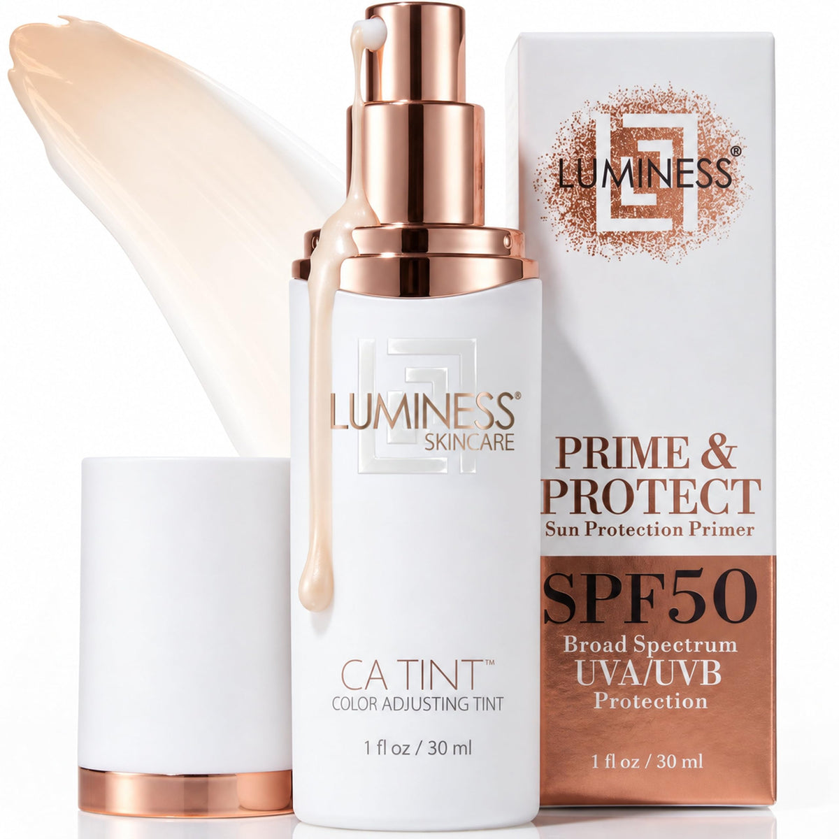 LUMINESS CA Tint - Color Adjusting Tinted Moisturizer + SPF50 2PC Kit – Hydrating Skin Tint w/Sheer Coverage, Lightweight Daily Face Moisturizer, Includes Broad Spectrum SPF 50 Face Sunscreen