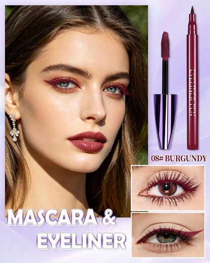Burgundy Waterproof Mascara Eyeliner, Colored Tubing Mascara Eye Liner Set