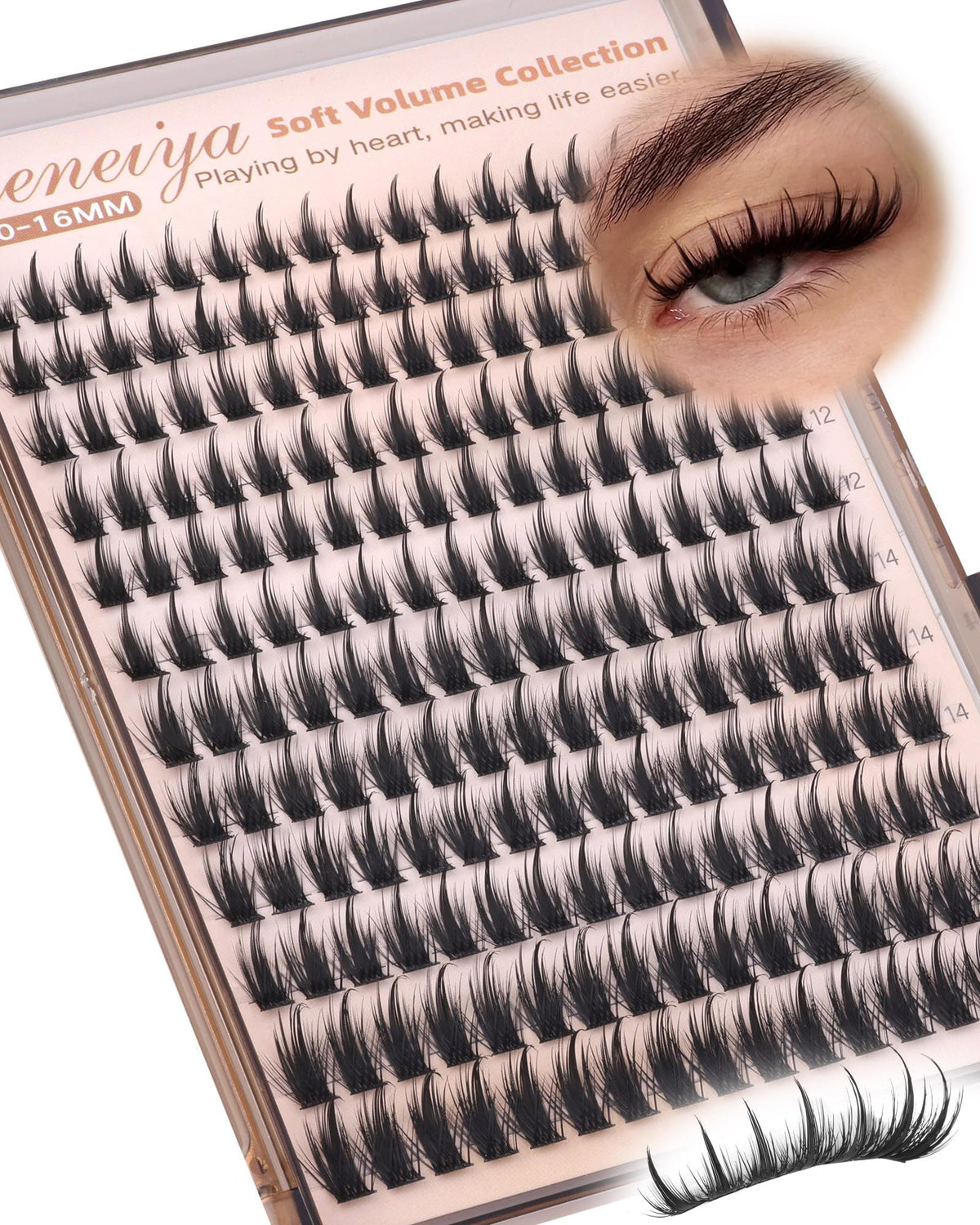 Geeneiya Manga Lash Clusters with Spikes D Curl Eyelash Clusters 10-16mm