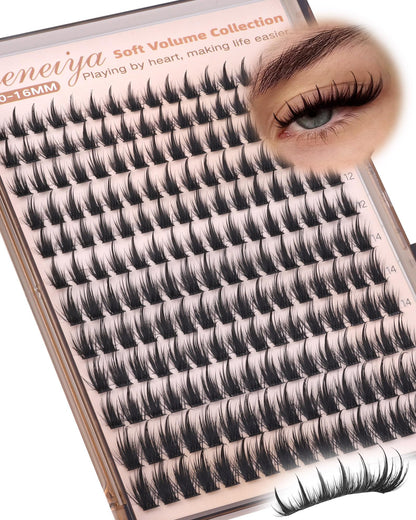 Geeneiya Manga Lash Clusters with Spikes D Curl Eyelash Clusters 10-16mm