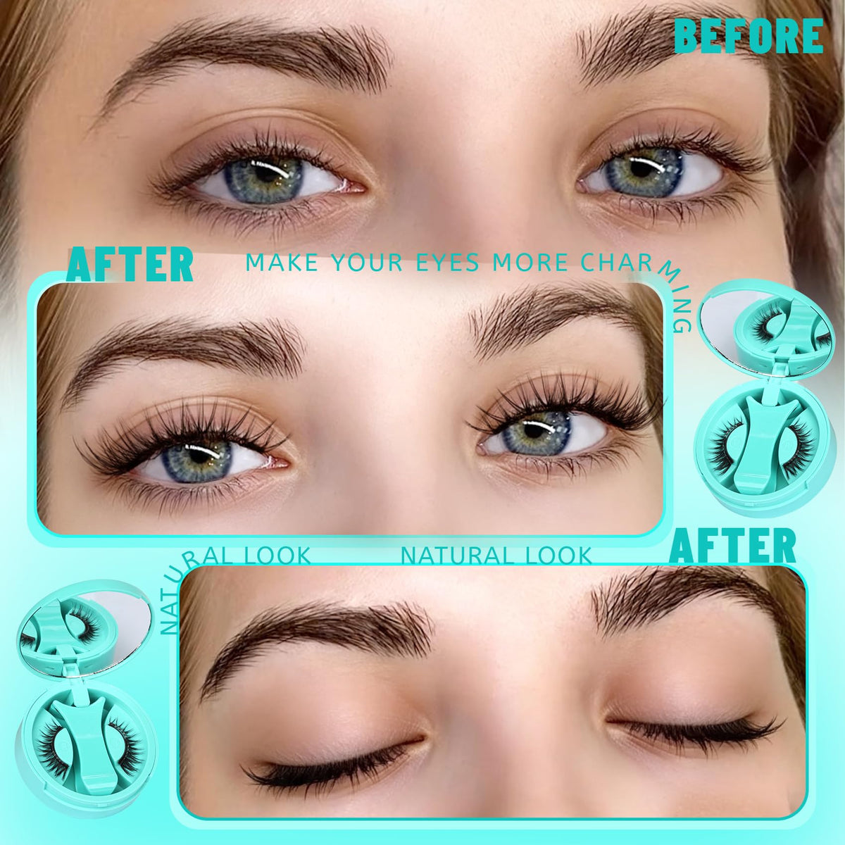 Veleasha Magnetic Eyelashes with Applicator Wispy Lashes Reusable (Cloudy)