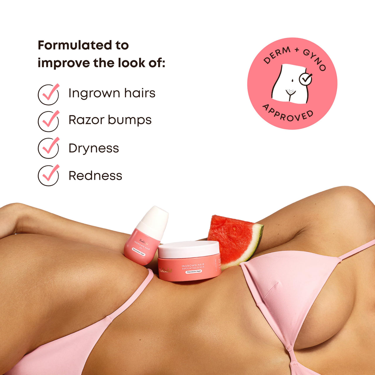 Bushbalm 2-Step Ingrown Hair Routine - Watermelon Sugar Oil & Body Scrub