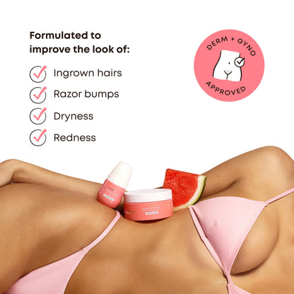 Bushbalm 2-Step Ingrown Hair Routine - Watermelon Sugar Oil & Body Scrub