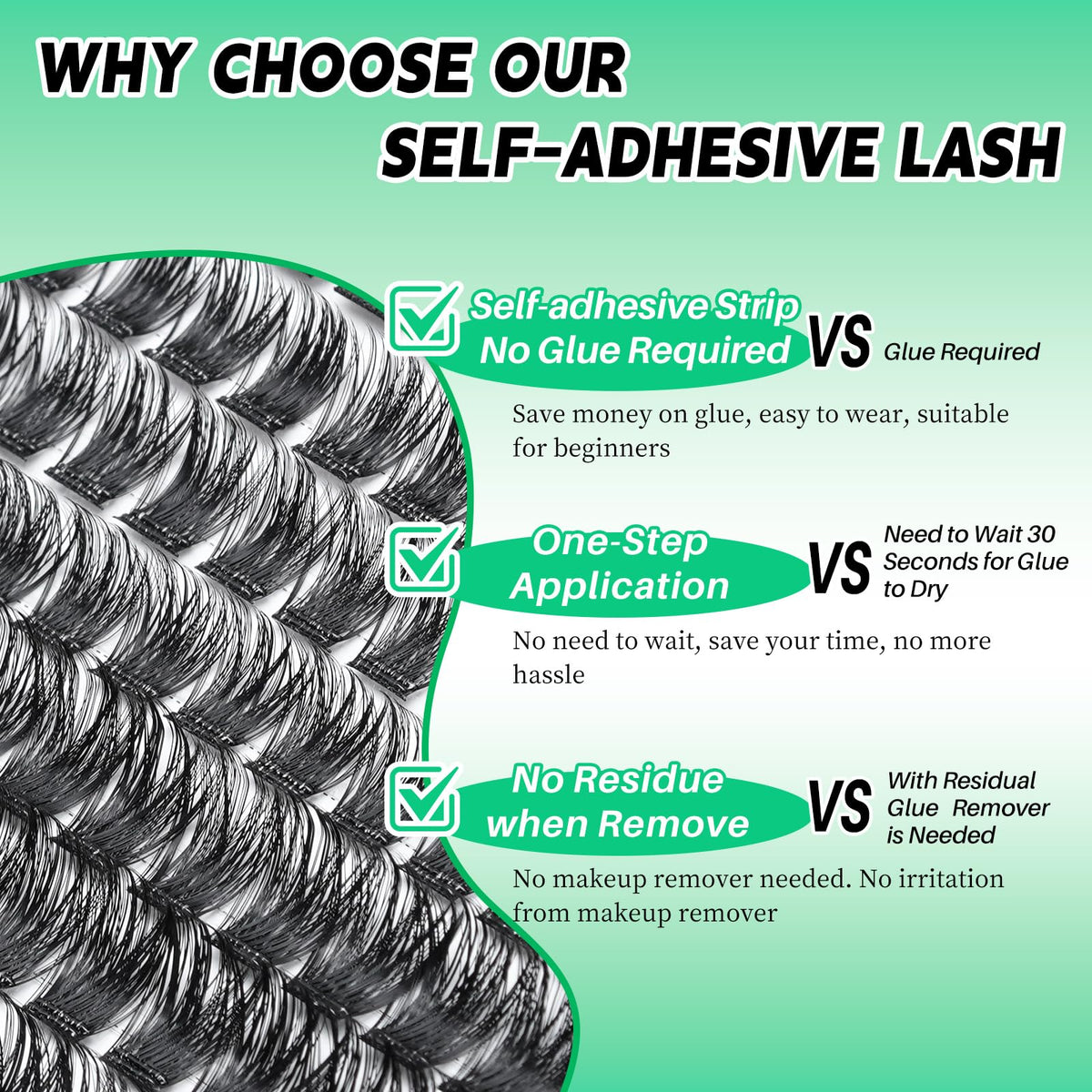 LASHSUN Self Adhesive Wispy Lash Clusters Kit, Mixed Length 8mm-16mm156pcs