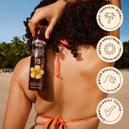 Hawaiian Tropic Dry Tanning Oil Spray Sunscreen SPF 15, 6 Oz