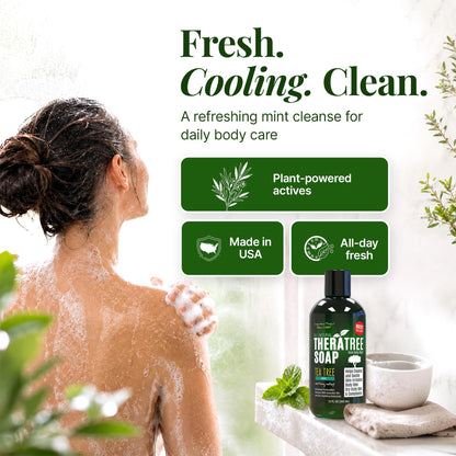 TheraTree Tea Tree Oil Body Wash with Mint, Foot Wash, Shower Gel, 12 Fl Oz