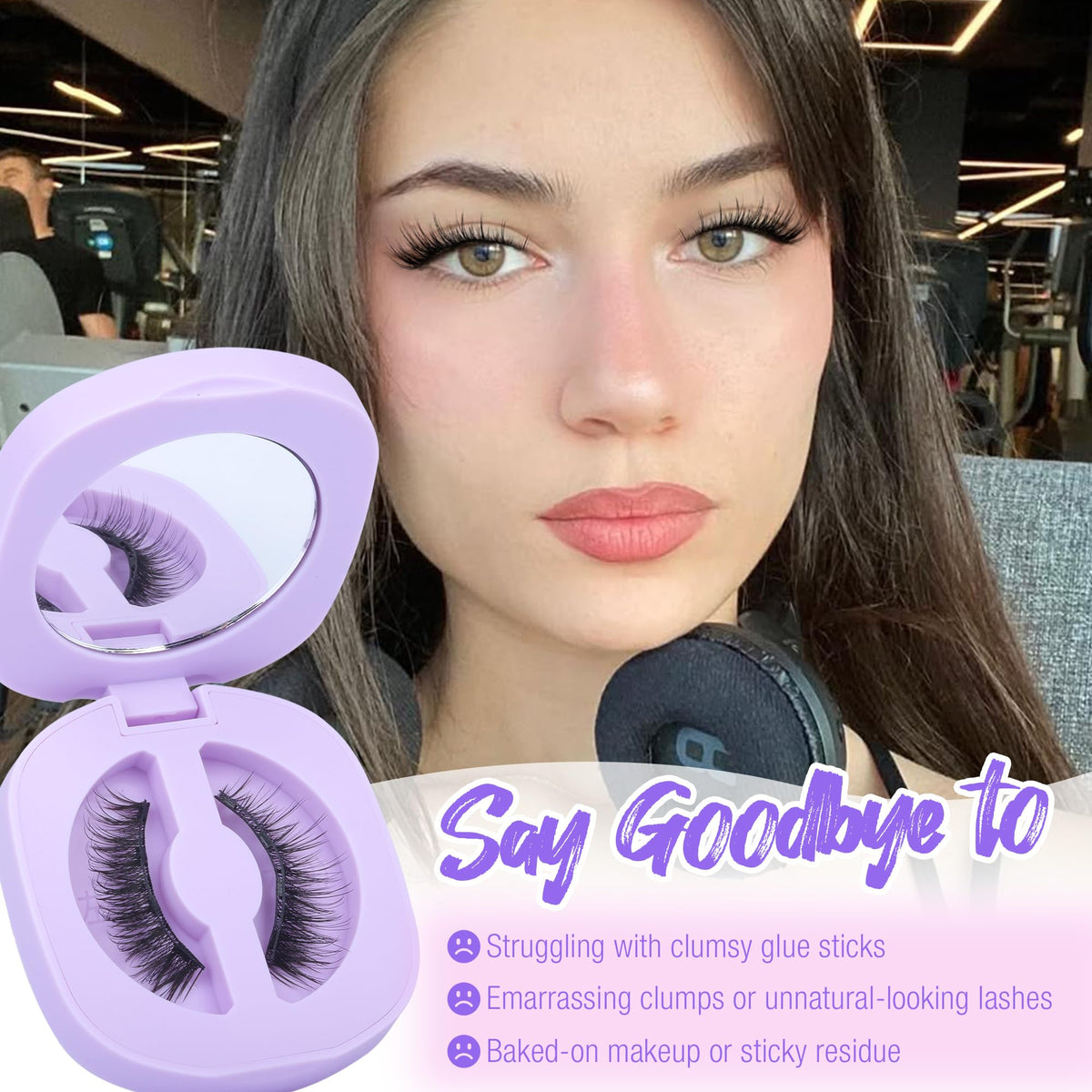 Lanflower Magnetic Eyelashes Natural Look, Reusable Magnetic Eyelashes with Applicator, No Need Glue Magnetic Lashes, Natural Wispy Cat Eye False Eyelashes with Magnets, Waterproof, Easy to Apply