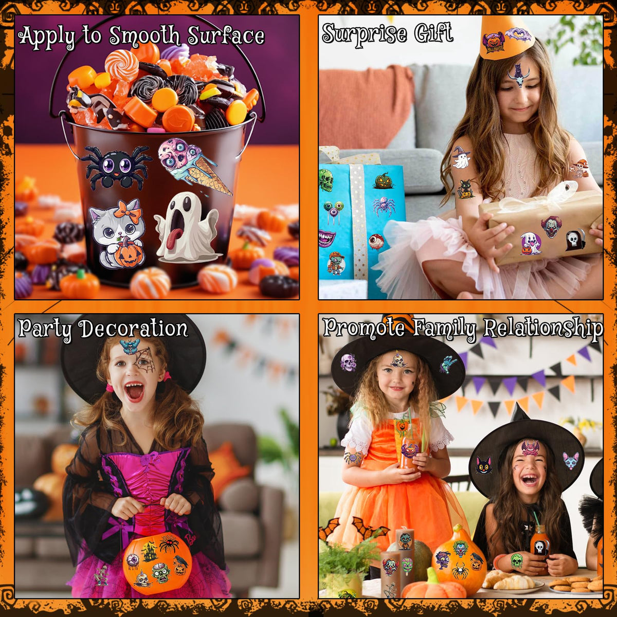 Ozepao 100 Pcs Halloween Temporary Tattoos for Adults and Kids