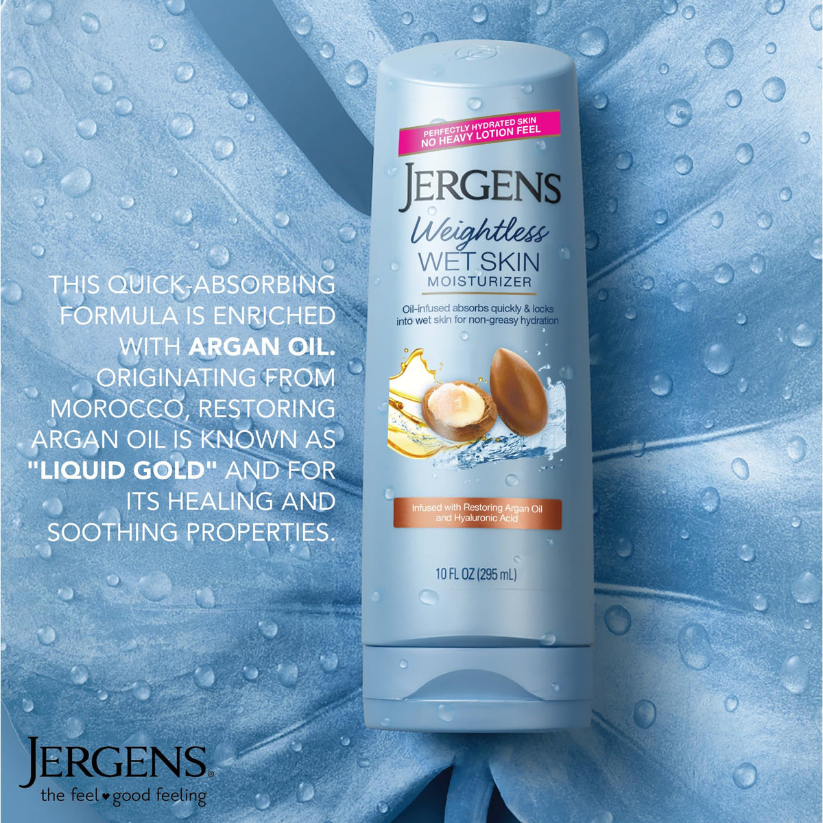 Jergens In Shower Lotion For Dry Skin, Wet Skin Moisturizer, 10 oz, 4 Pack