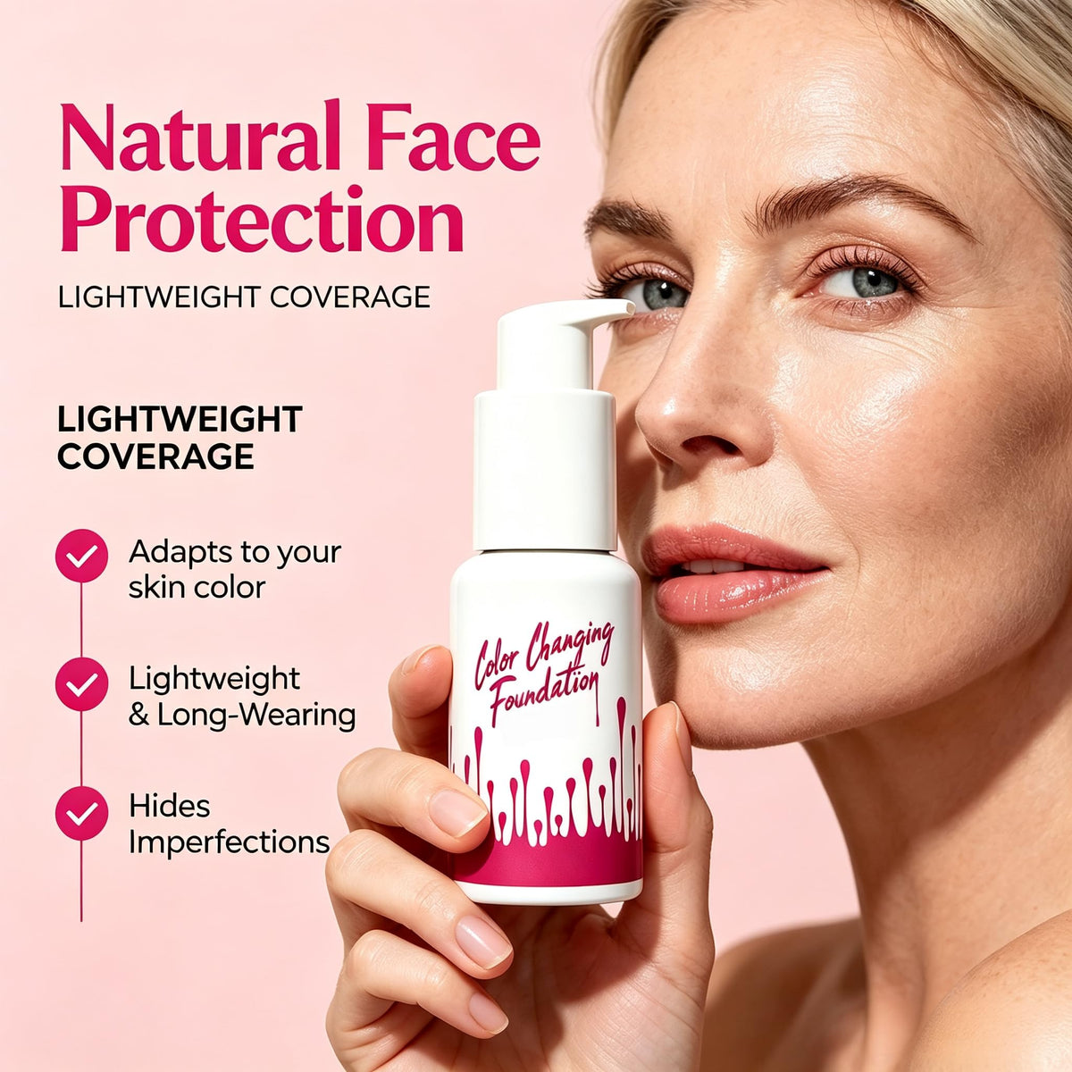 Color Changing Foundation for Mature Skin, Natural Finish