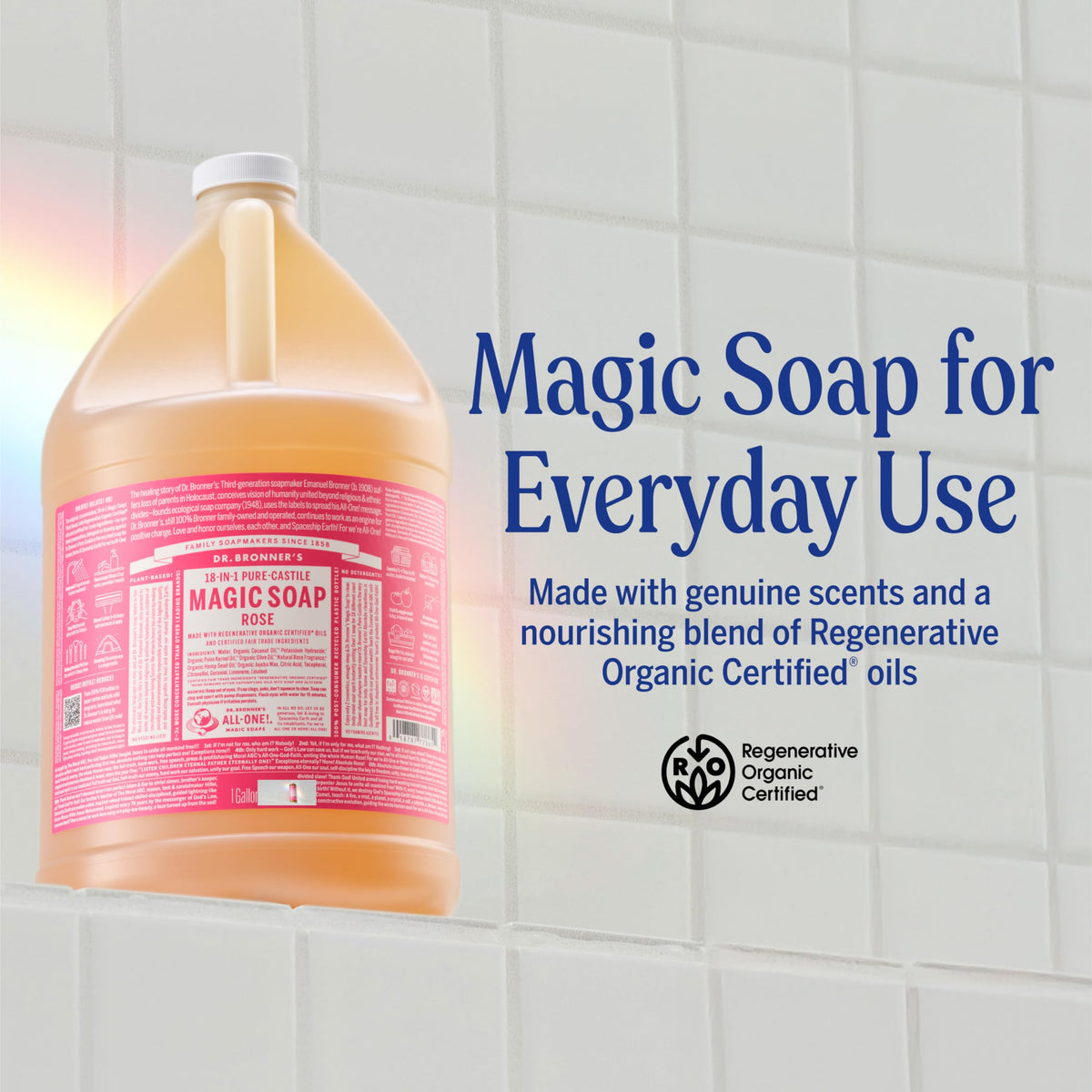 Dr. Bronner's Rose Pure-Castile Liquid Soap, Hand Soap, 32 oz